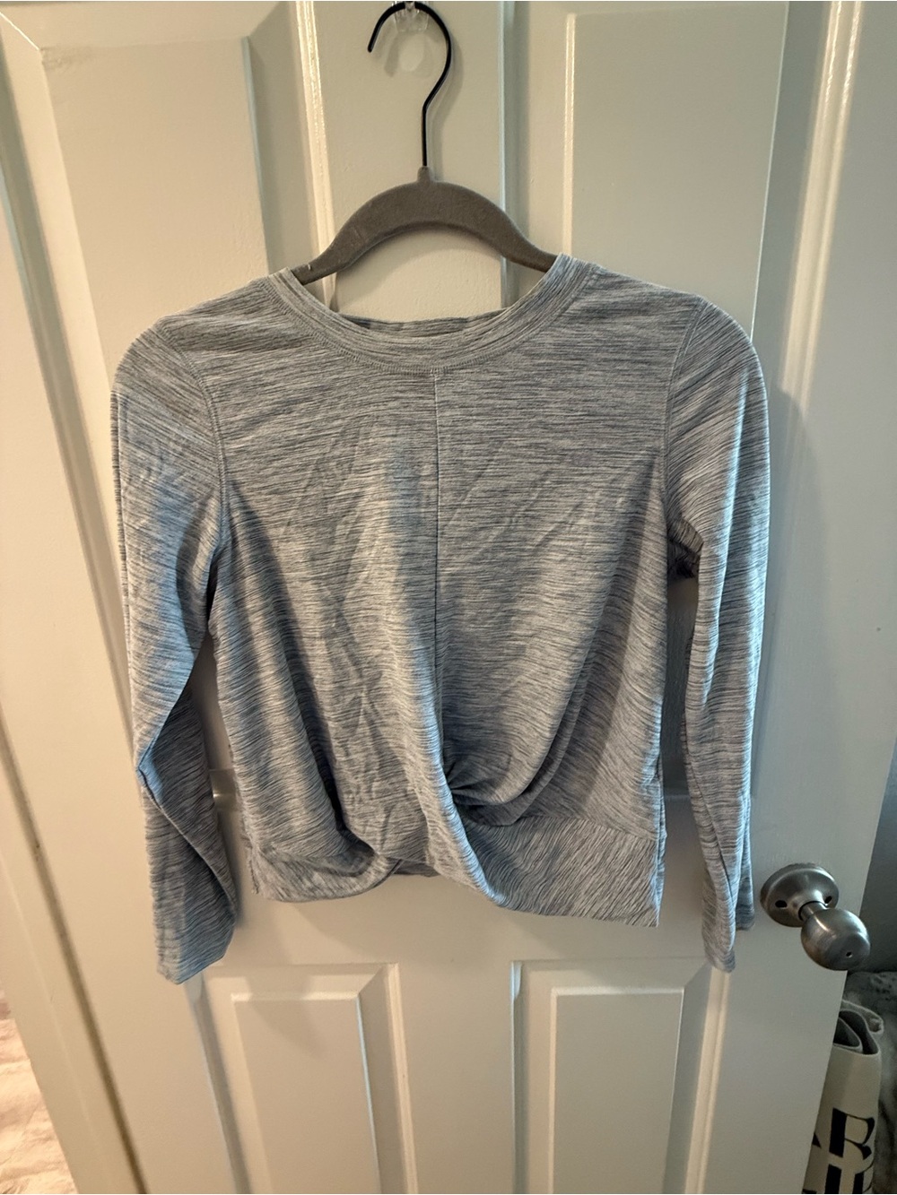 Old Navy Women's Light Heather Gray Twist-Front Sweatshirt